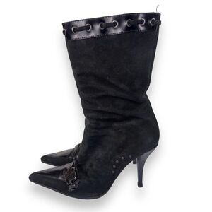 DM Ondas Stiletto Heel Leather Boots Black Women's 6.5M‎